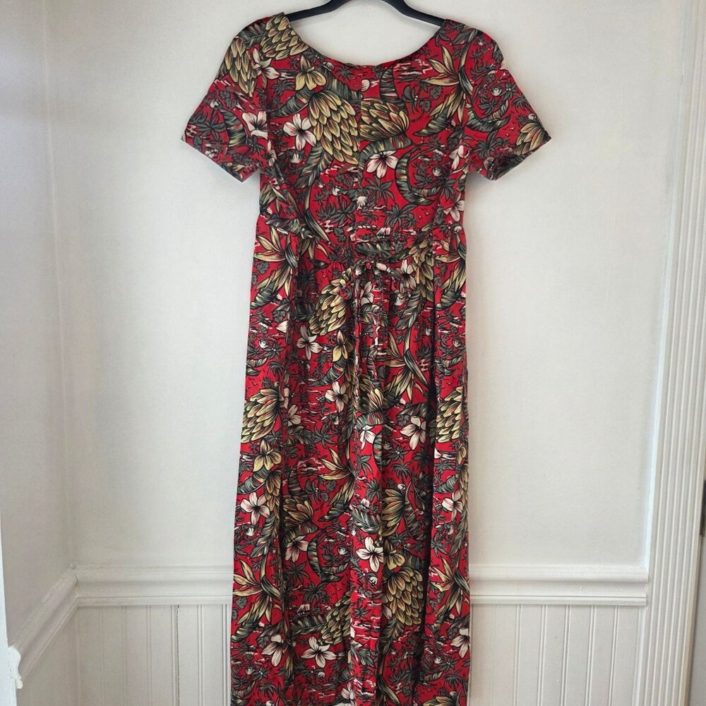 Vintage Hilo Hattie Red Floral Hawaiian Dress Made in Hawaii Women's S - Picture 2 of 6